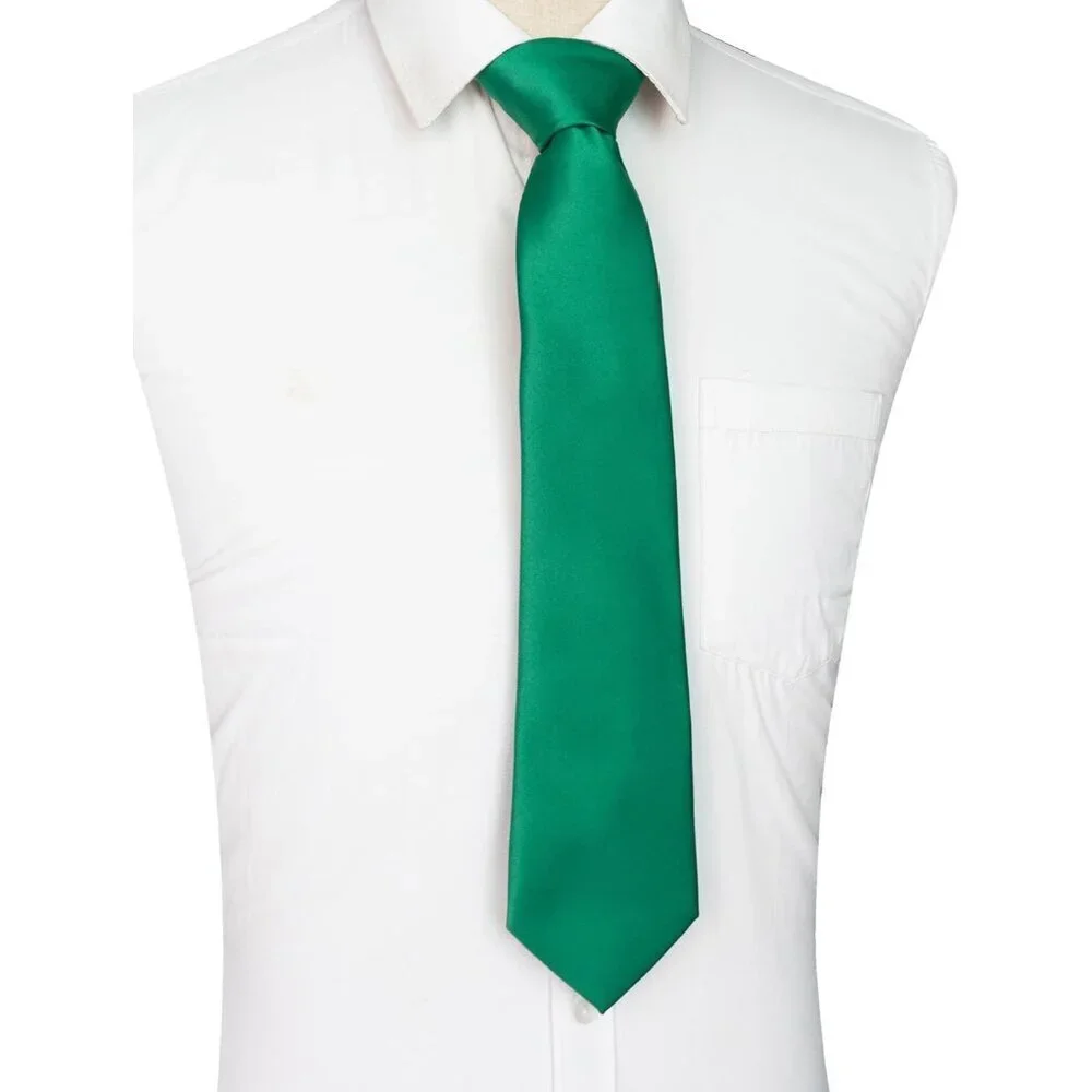 Men's Green Solid Pure Color Imported Polyester Formal Neck Ties